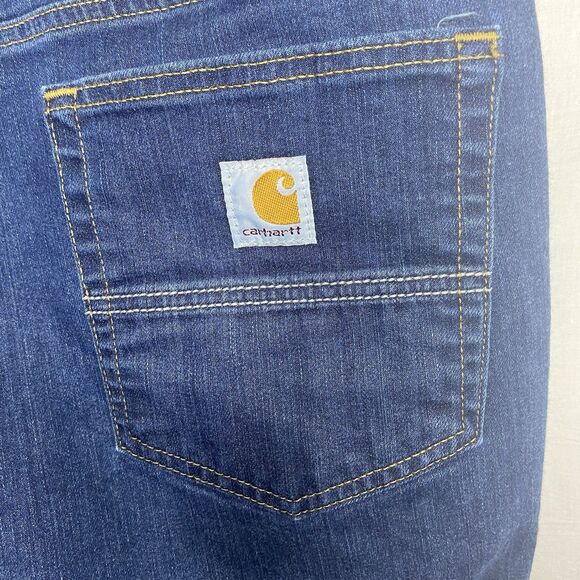 CARHARTT Jeans Rugged Flex Workwear Straight Fit Denim Mens 40x32 Dark Wash Blue - Picture 9 of 11